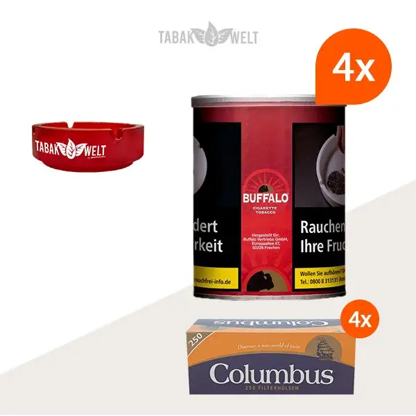 buffalo-red-feinschnitttabak-4x-dose-mit-1000-filterhuelsen-und-aschenbecher buffalo-red-feinschnitttabak-4x-dose-mit-1000-filterhuelsen-und-aschenbecher