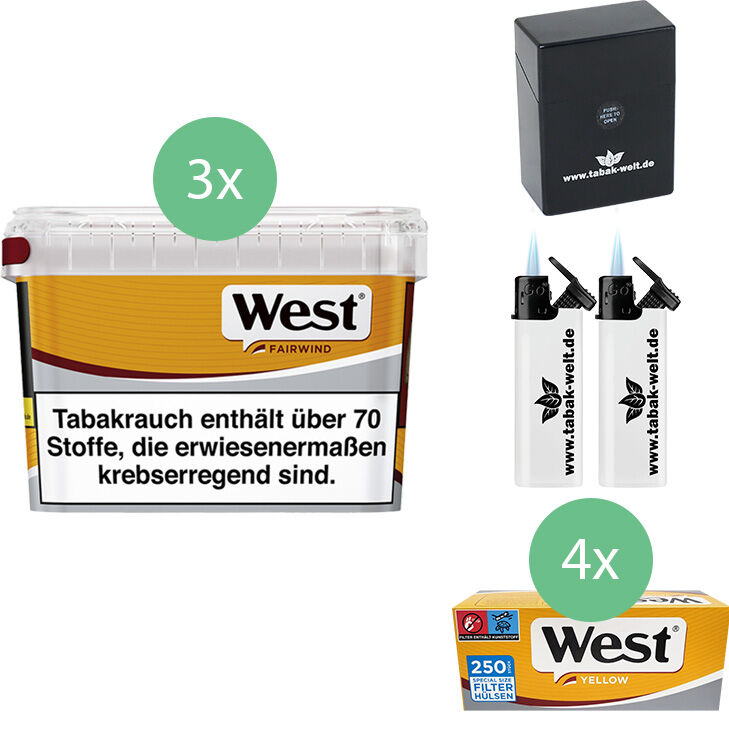 West Yellow 3 x Mega Box mit 1000 Extra Size Hülsen