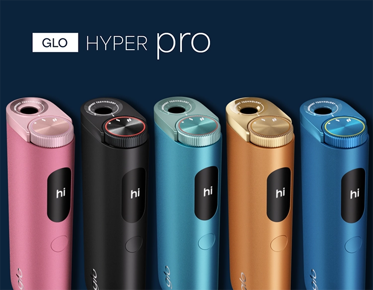 glo Hyper Pro entdecken in allen Farben auf einem blauen Hintergrund