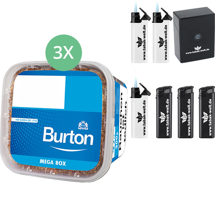 Burton Blue Tabak 3 x Mega Box mit Etui