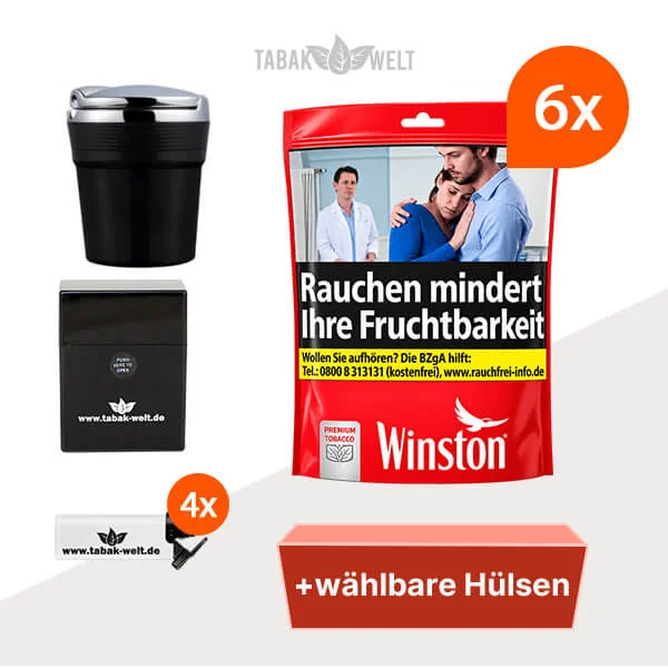 Winston Tabak Red XXL – 6 Beutel mit wählbaren Filterhülsen