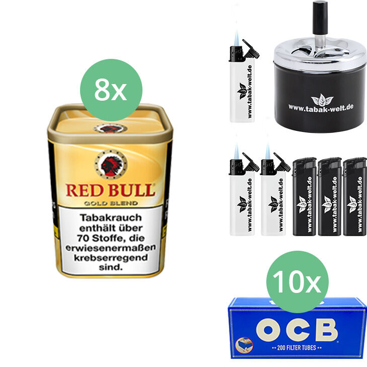 8 x Red Bull Gold Blend mit Ocb Hülsen