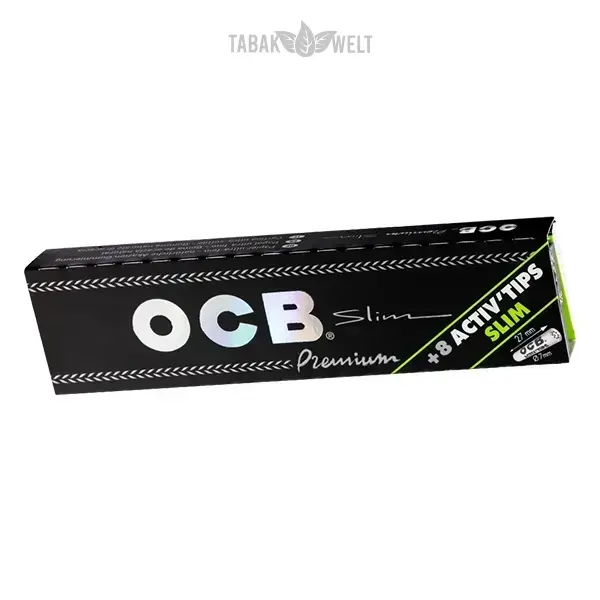 OCB Blättchen Premium Black Long Slim Activ Tips 32 Blatt