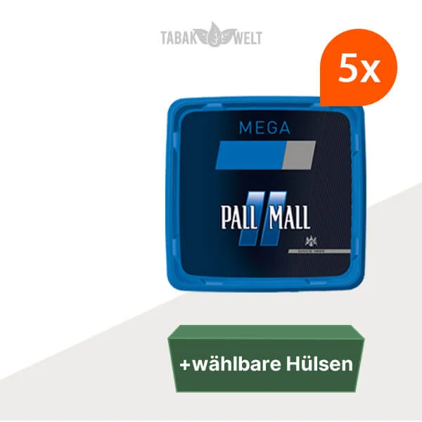 Pall Mall Tabak Blau 5 x Mega Box mit wählbaren Hülsen Pall Mall Tabak Blau 5 x Mega Box mit wählbaren Hülsen