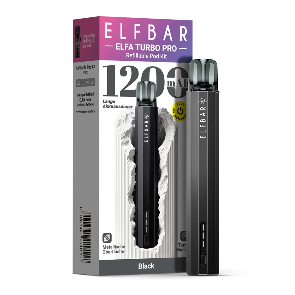 Elfbar Elfa Turbo Pro Refillable Pod Kit Black - Device + Leerpod