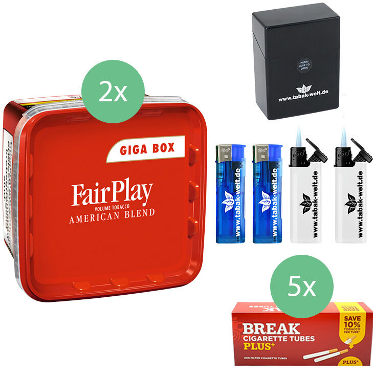 Fair Play Volumentabak Giga Box 2 x 315g mit 1000 Plus Filterhülsen 