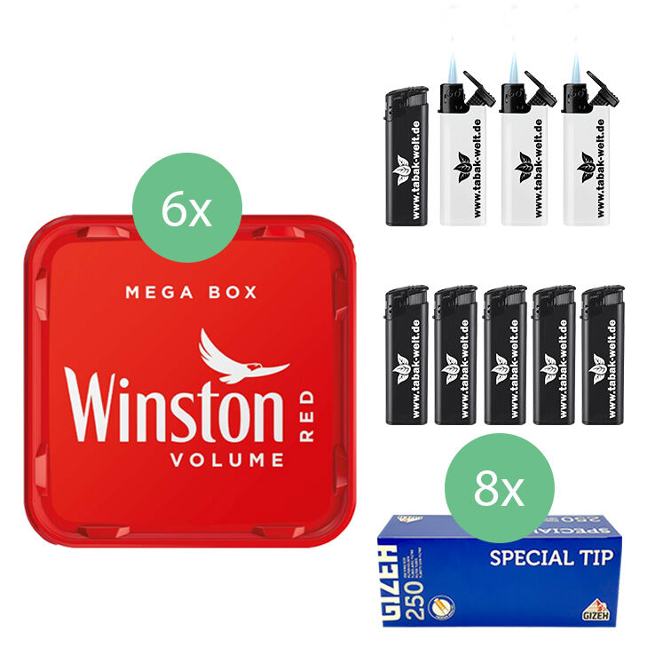Winston Mega Box 6 x 135g mit 2000 Special Tip Hülsen 