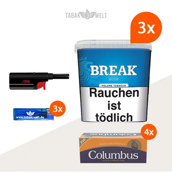 break-blue-volumentabak-3x-giga-box-mit-1000-king-size-huelsen-mit-stabfeuerzeug