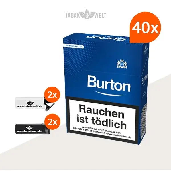 40X Burton Blue Naturdeckblatt mit Feuerzeuge
