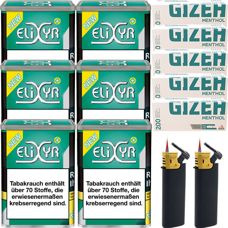 Elixyr Plus 6 x 115g mit 1000 Menthol Hülsen