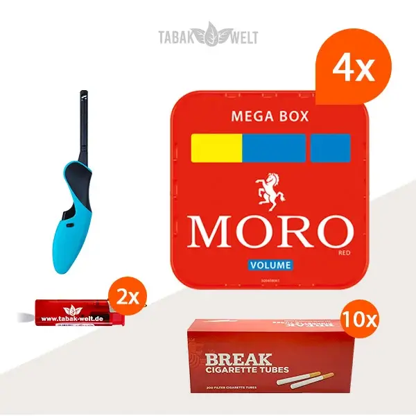 Moro Volumentabak 4 x Mega Box mit 2000 Filterhülsen Moro Volumentabak 4 x Mega Box mit 2000 Filterhülsen