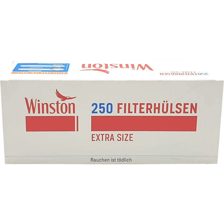 Winston Feinschnitttabak Blue 5 x Dose mit 1000 Extra Size Filterhülsen