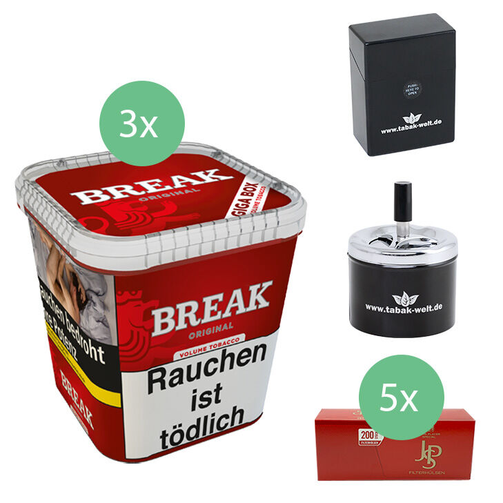 Break Original Tabak 3 x Giga Box mit 1000 Filterhülsen