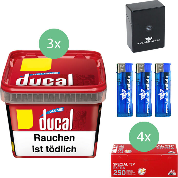 Ducal Tabak 3 x Eimer mit 1000 Extra Size Filterhülsen