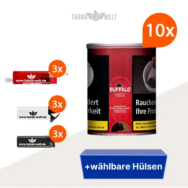 buffalo-red-feinschnitttabak-10x-dose-mit-waehlbaren-huelsen buffalo-red-feinschnitttabak-10x-dose-mit-waehlbaren-huelsen