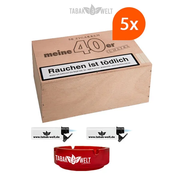 5x-meine-40er-sumatra-zigarren-mit-sturm-feuerzeuge-und-glas-aschenbecher