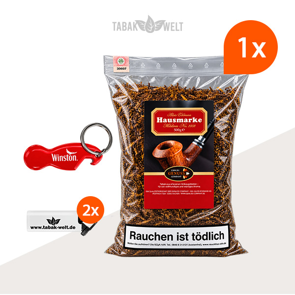 Ermuri Hausmarke No. 1 92 Pfeifentabak 1 x Beutel mit Sturmfeuerzeugen