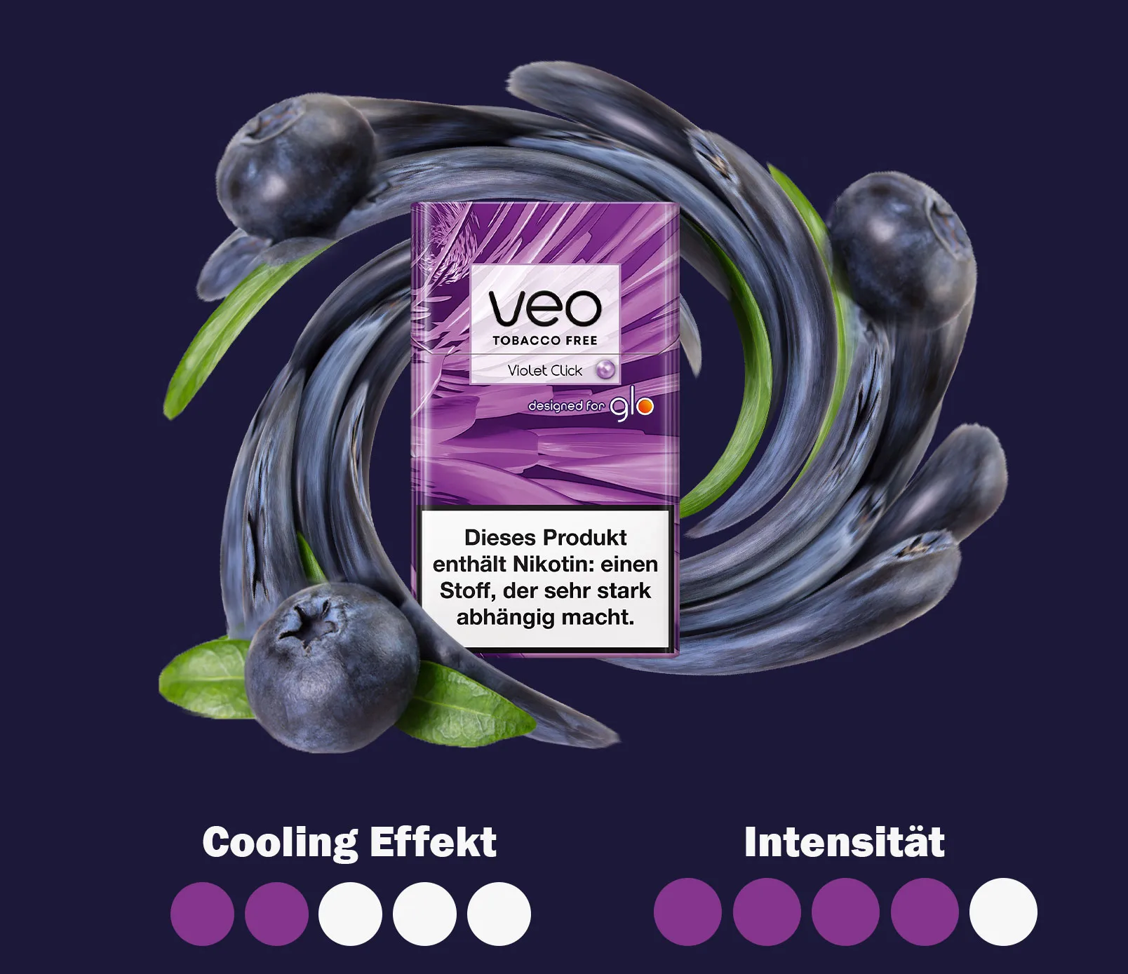 Eine Intensitaetsuebersicht zu den Veo sticks Violet Click