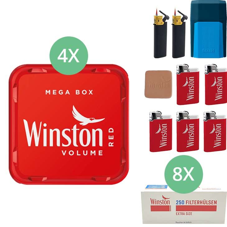 Winston Mega Box 4 x 135g mit 2000 Extra Size Hülsen