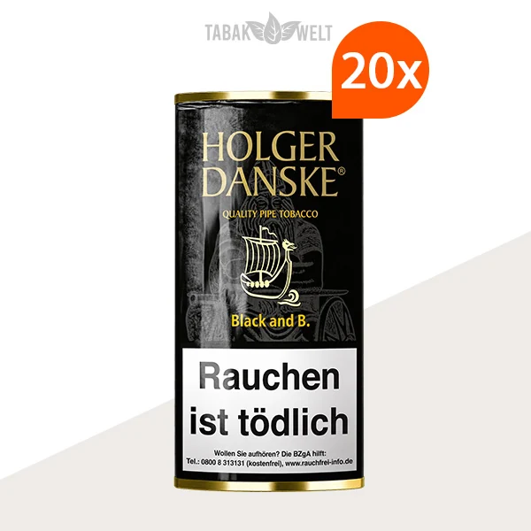 Holger Danske Black and Bourbon Pfeifentabak – 20 Pouches im Set