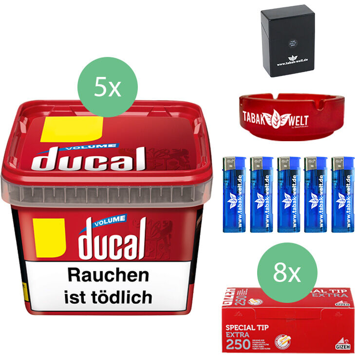 Ducal Tabak 5 x Eimer mit 2000 Special Size Filterhülsen