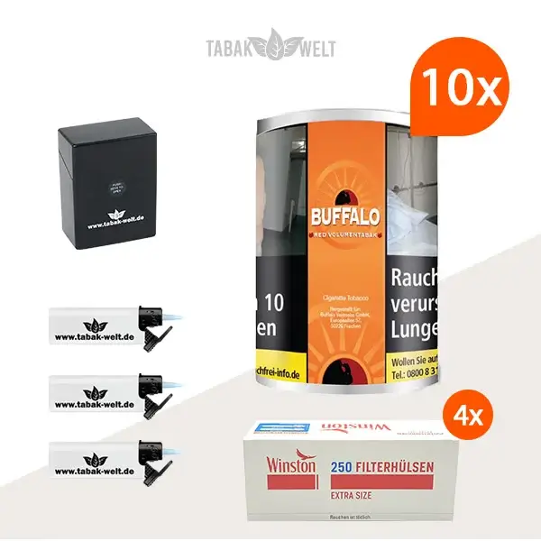 buffalo-red-volumentabak-10x-dose-mit-1000-extra-size-huelsen-und-etui buffalo-red-volumentabak-10x-dose-mit-1000-extra-size-huelsen-und-etui