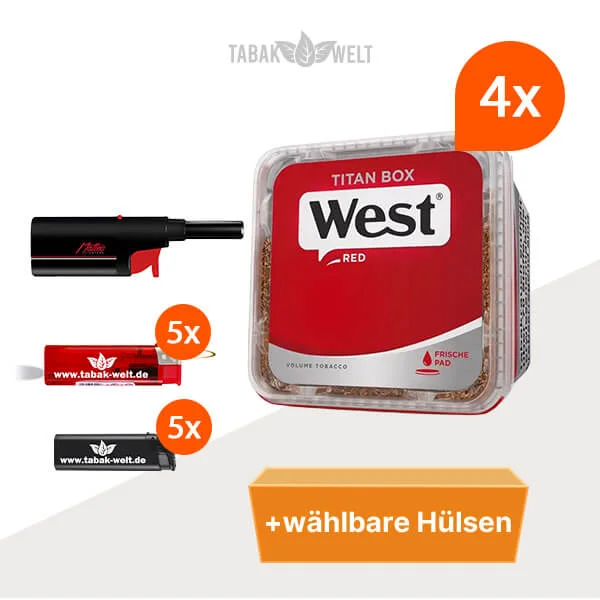 west-tabak-4-x-titan-box-mit-waehlbaren-filterhuelsen-und-etui west-tabak-4-x-titan-box-mit-waehlbaren-filterhuelsen-und-etui