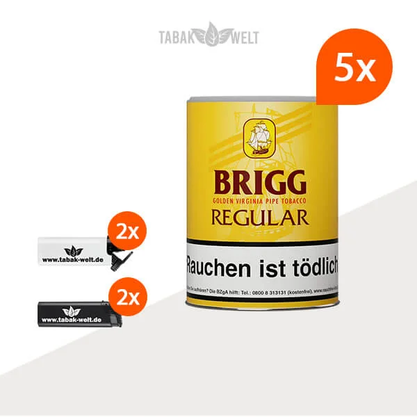 brigg-regular-pfeifentabak-5x-dose-mit-feuerzeuge