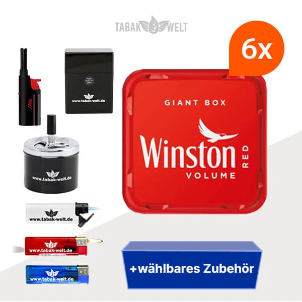 Winston Volumentabak 6 x Giant Box mit wählbarem Zubehör Winston Volumentabak 6 x Giant Box mit wählbarem Zubehör