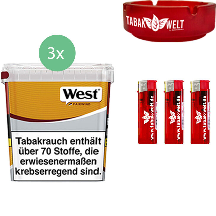 West Yellow Fairwind 3 x 265g mit Glasaschenbecher