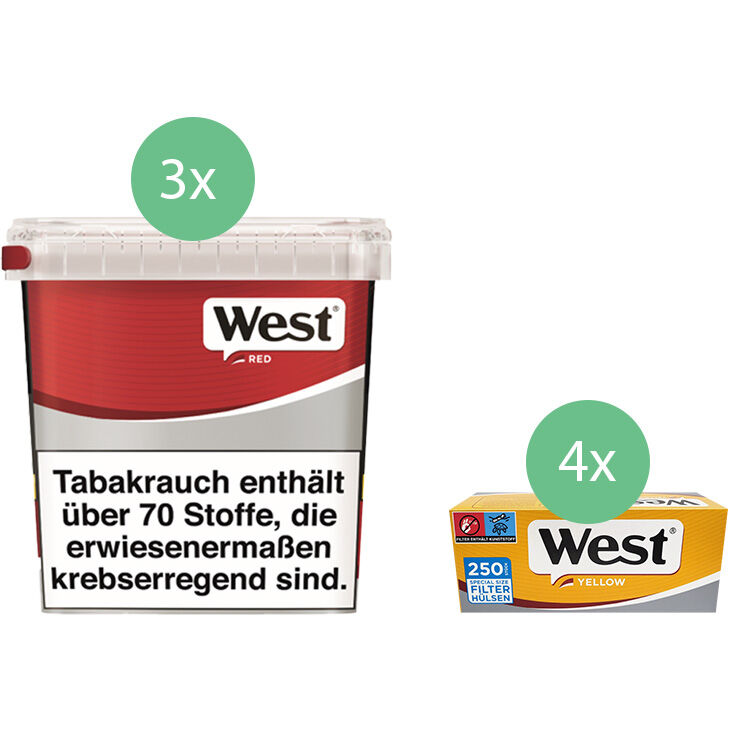 West Red 3 x 190g mit 1000 Extra Size Hülsen 