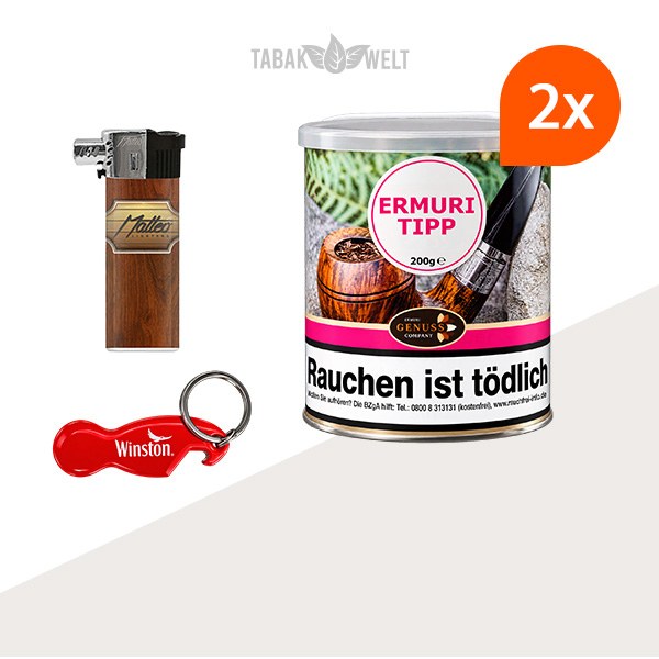 Ermuri Tipp Pfeifentabak 2 x Dose mit Piezozündung