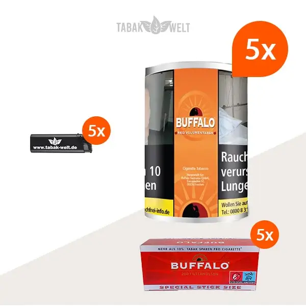 buffalo-red-volumentabak-5x-dose-mit-1000-filterhuelsen-und-feuerzeugen buffalo-red-volumentabak-5x-dose-mit-1000-filterhuelsen-und-feuerzeugen