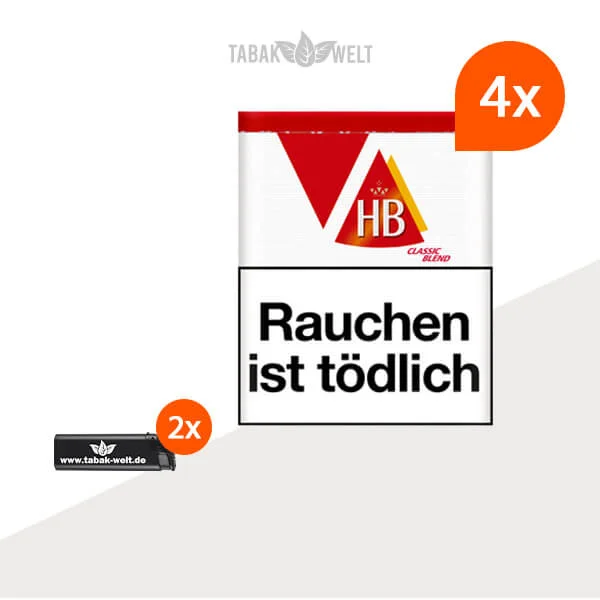 hb-feinschnitt-tabak-classic-blend-4x-dose-mit-feuerzeugen