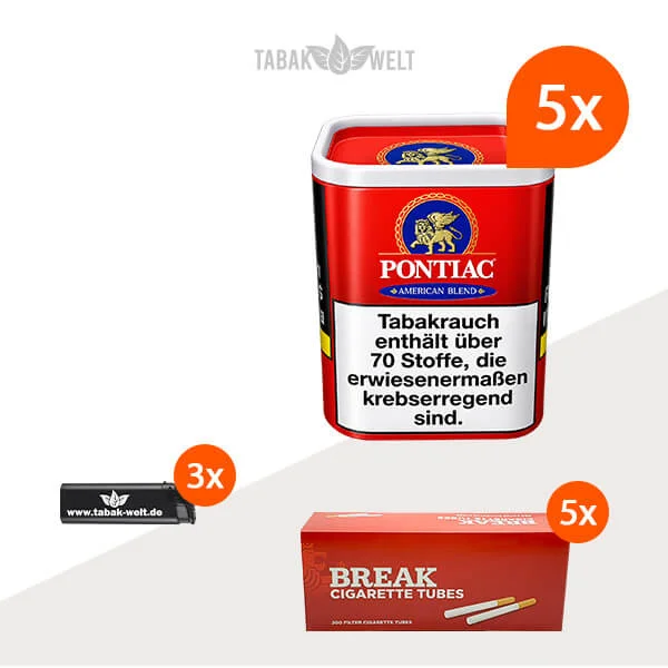 Pontiac American Blend Tabak 5x Dose mit 1000 Hülsen