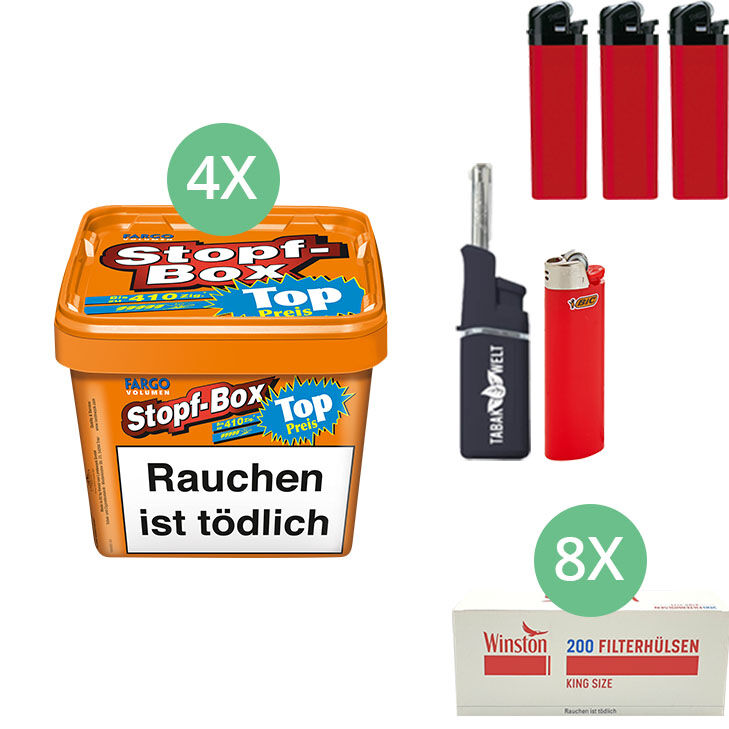 Fargo Stopf-Box 4 x 170g mit 1600 King Size Hülsen