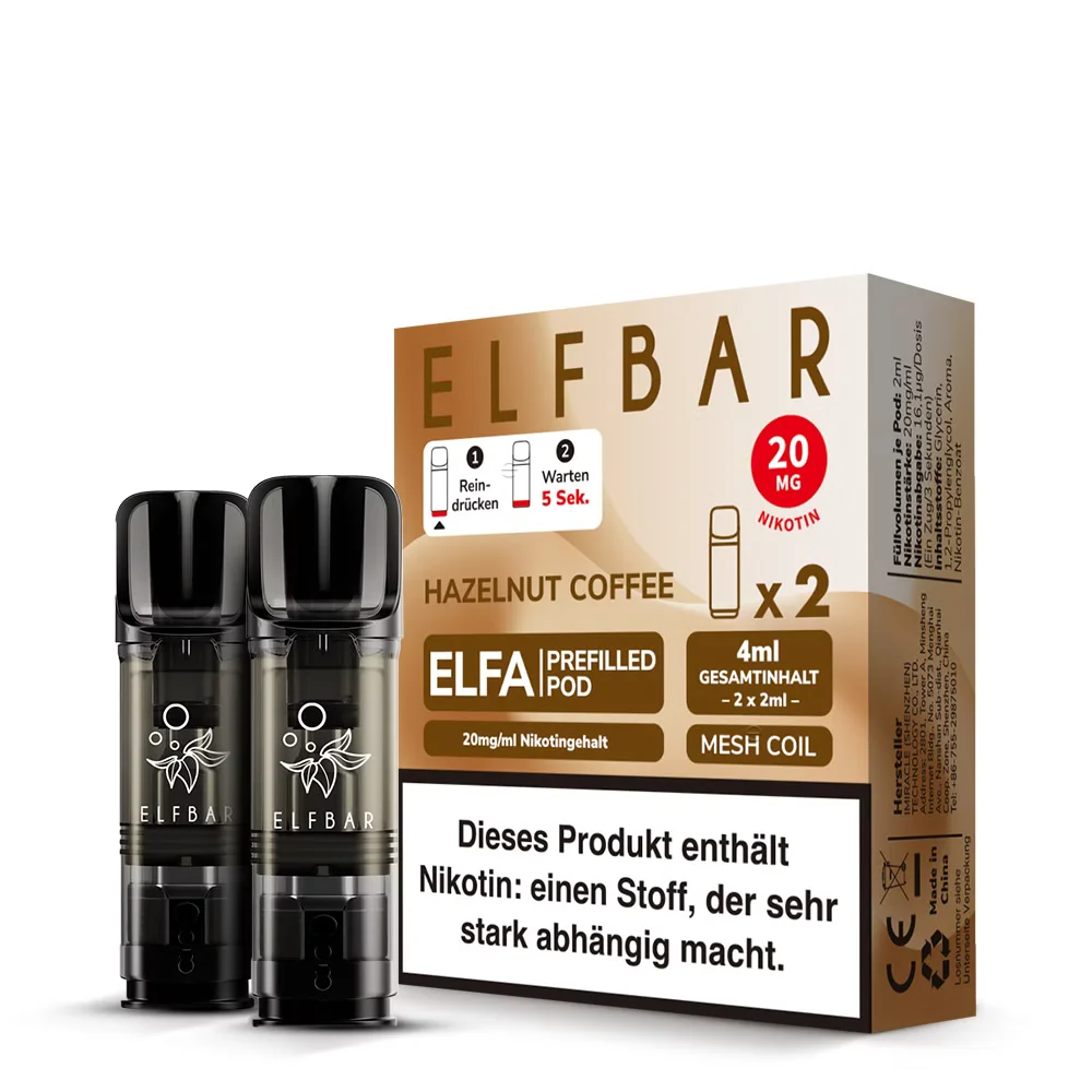 ELFBAR ELFA Hazelnut Coffee 20mg Nikotin 2er Pack