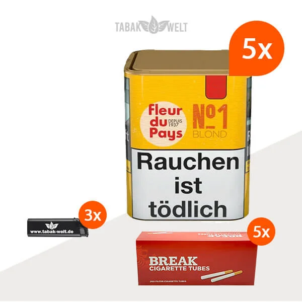 Fleur du Pays No. 1 Blond Drehtabak 5x Dose mit 1000 Hülsen