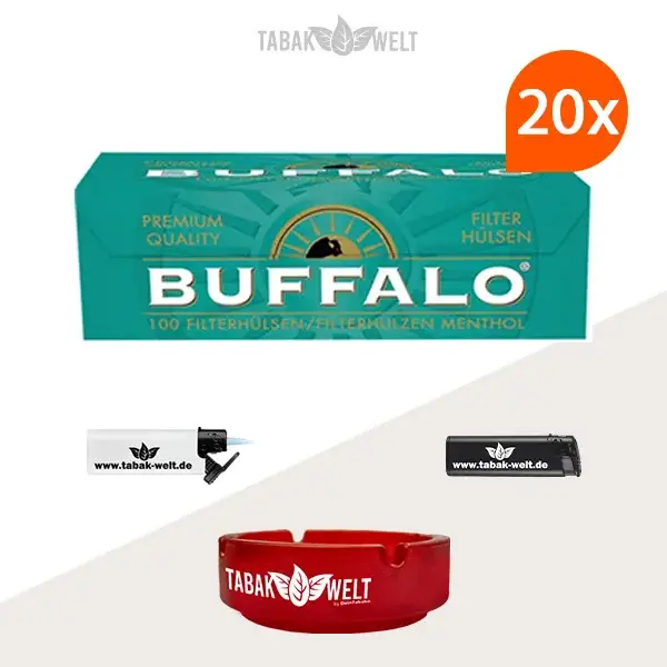 20x-buffalo-menthol-filterhuelsen-100er-2000-stueck-mit-aschenbecher