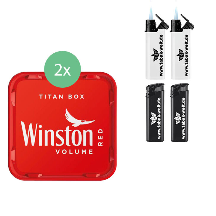 Winston Tabak 2 x Titan Box mit Feuerzeugen