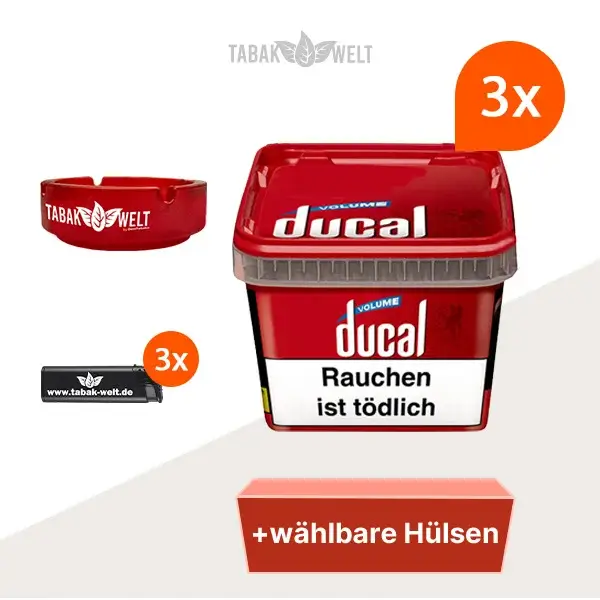 ducal-red-volumentabak-3x-eimer-mit-waehlbaren-huelsen-und-aschenbecher