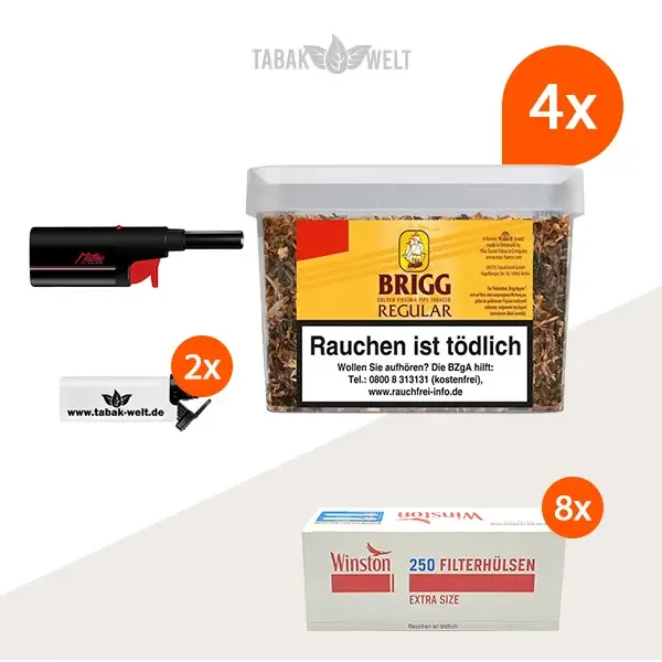 brigg-regular-pfeifentabak-4x-eimer-mit-2000-extra-size-huelsen