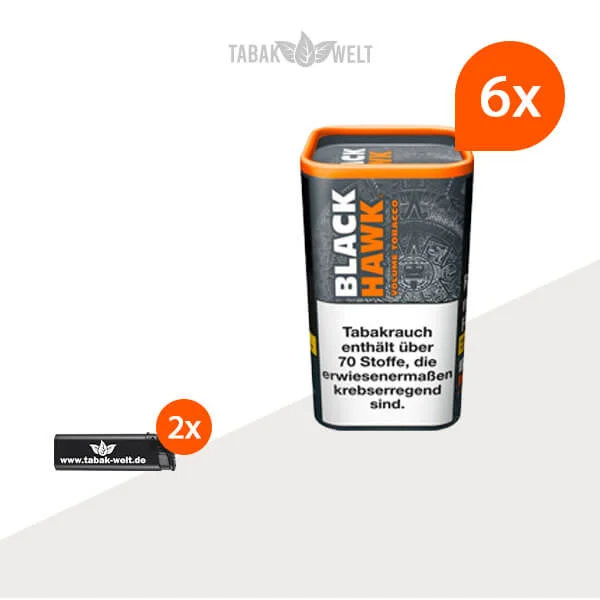 Black Hawk Volumentabak 6x Dose mit Feuerzeugen Black Hawk Volumentabak 6x Dose mit Feuerzeugen