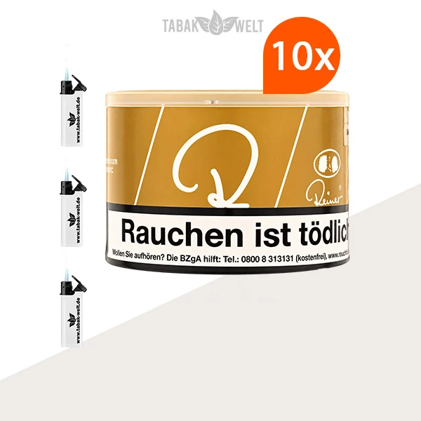 Reiner Golden Pfeifentabak 10x Dose mit Sturmfeuerzeugen