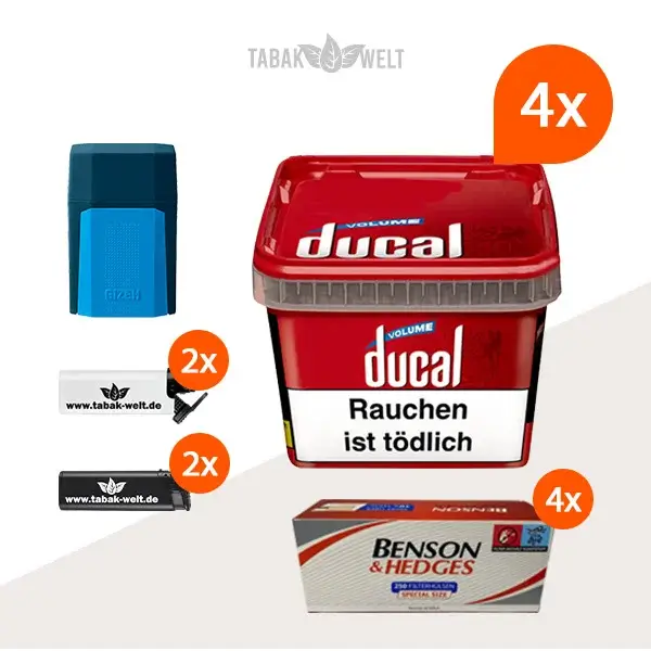 ducal-red-volumentabak-4x-eimer-mit-1000-huelsen-und-etui