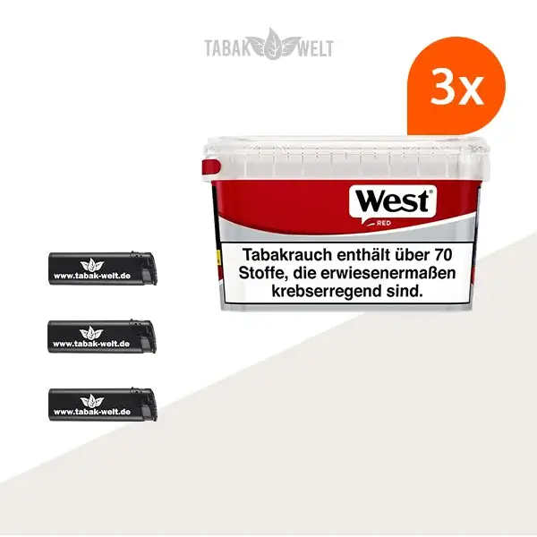 west-red-volumentabak-3x-mega-box-mit-feuerzeugen