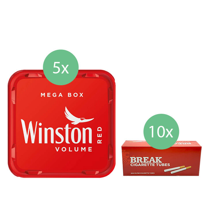 Winston Tabak 5 x Mega Box mit 2000 Hülsen