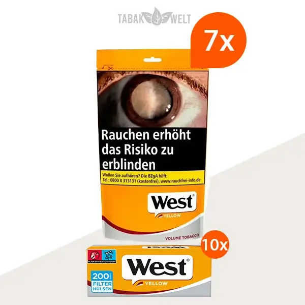 west-yellow-volumentabak-7x-beutel-mit-2000-filterhuelsen