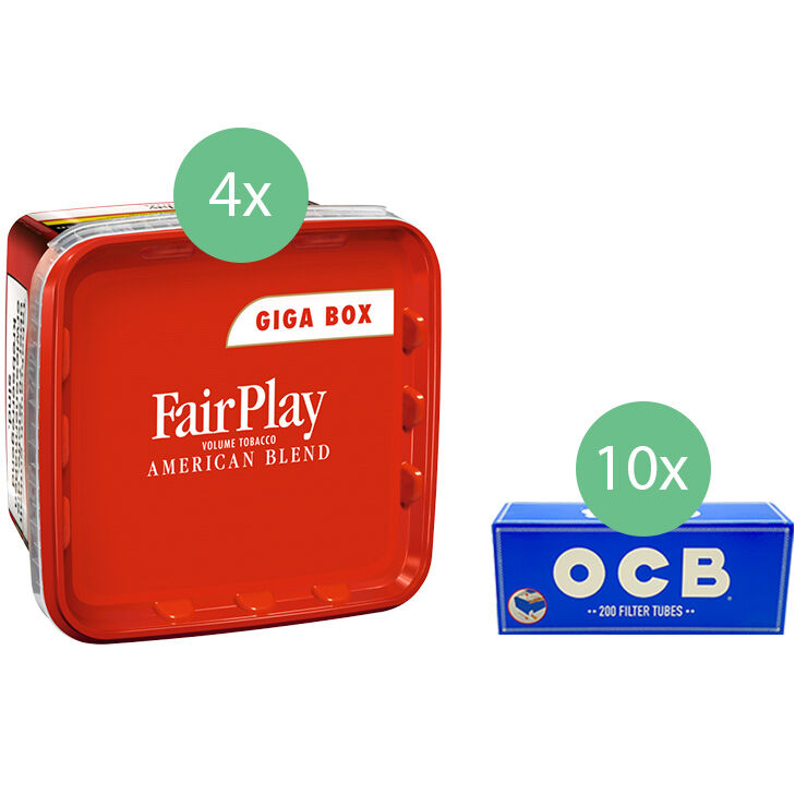 Fair Play Volumentabak 4 x Giga Box mit 2000 OCB Filterhülsen