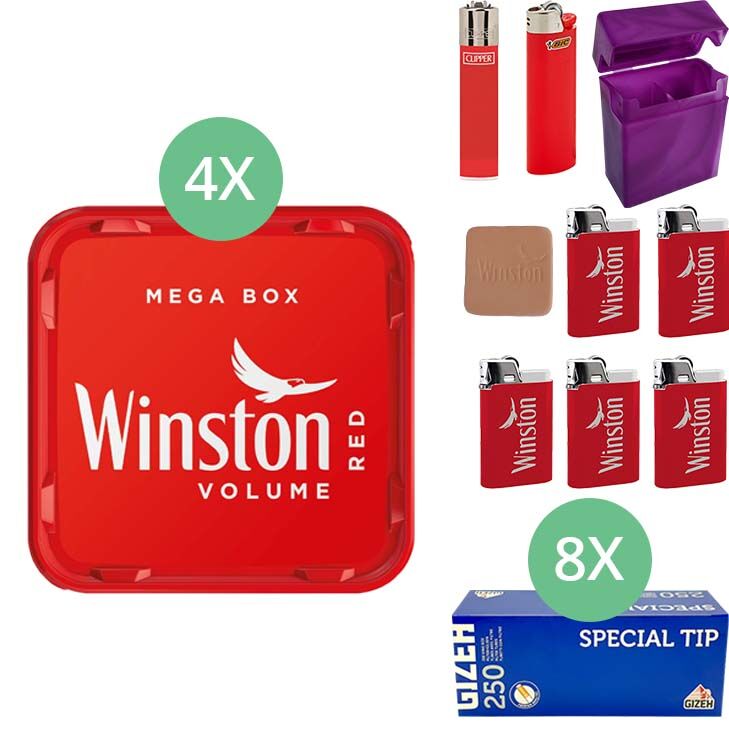 Winston Mega Box 4 x 135g mit 2000 King Size Hülsen
